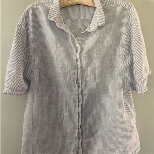 beachlunchlounge Light Blue & White Striped Button-Down Shirt